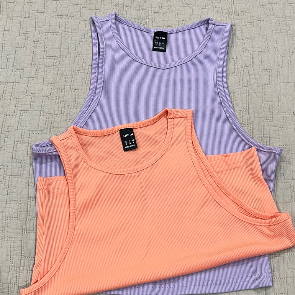 SHEIN Ribbed Tank Tops - Lavender and Peach